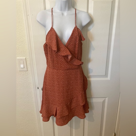 Faux wrap sun-dress | burnt orange/rust 🔥 🍊 - Picture 1 of 6